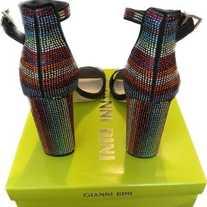 Rainbow Rinestone Gianni Binni block heels